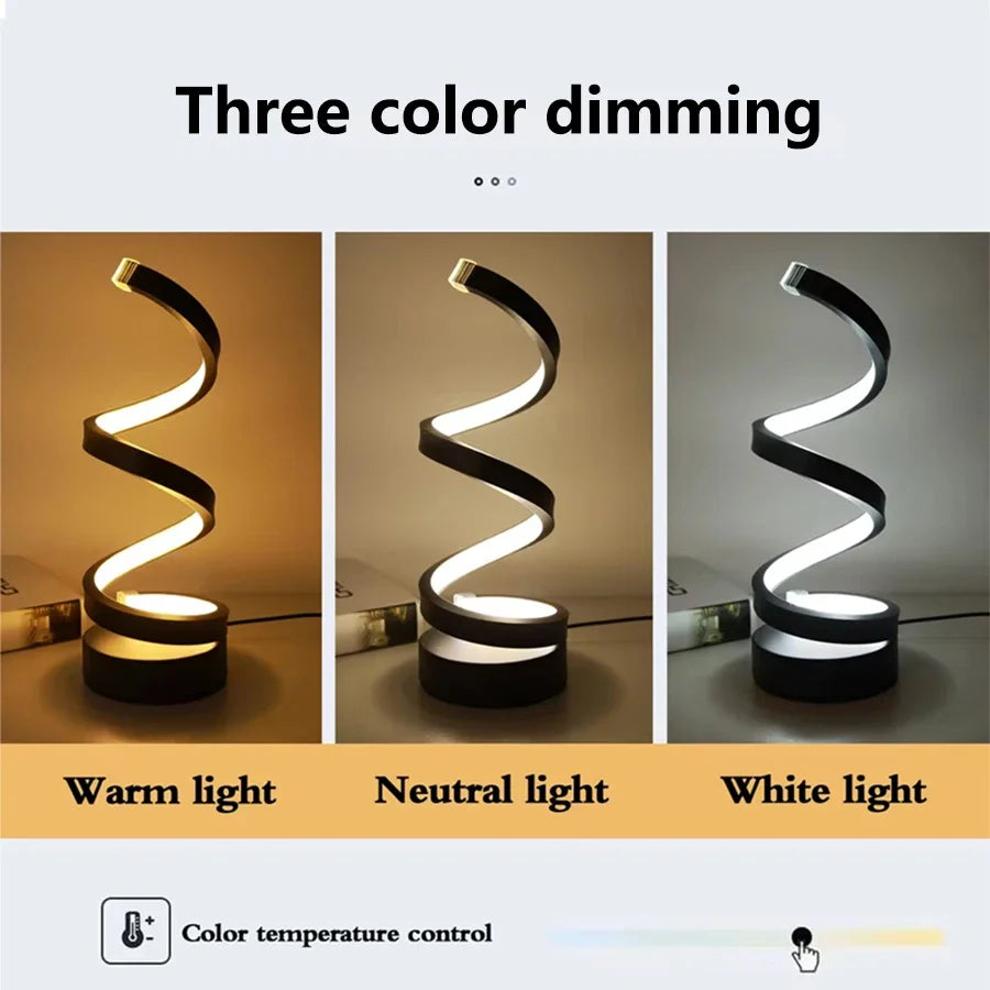 LED Night Light Spiral Table Lamp Modern Bedside Lamps Dimmable Night Lamp Office Living Room Bedroom Decoration Night Lights by Sertex
