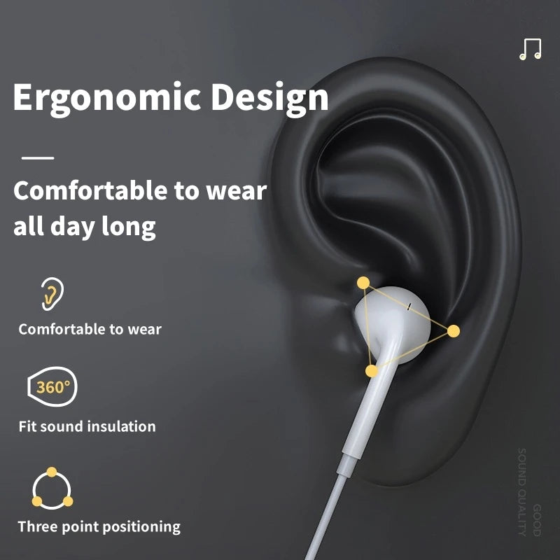 Original Headphones For Xiaomi 15 14 13 12 11 10 Pro Redmi Note K50 Samsung Huawei TypeC Wired Earphone 3.5mm AUX In-Ear Earbuds Sertex