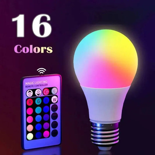 Dimmable RGB LED Bulb (E27 Base, 16 Colors) - Smart Remote Controlled, 220V. Home Lighting Solution. AliExpress