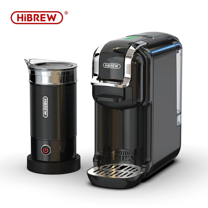 HiBREW 5 in 1 Multiple Capsule Coffee Machine Hot/Cold DG Cappuccino Nes Small Capsule ESE Pod Ground Coffee Cafeteria 20Bar H2B by Sertex