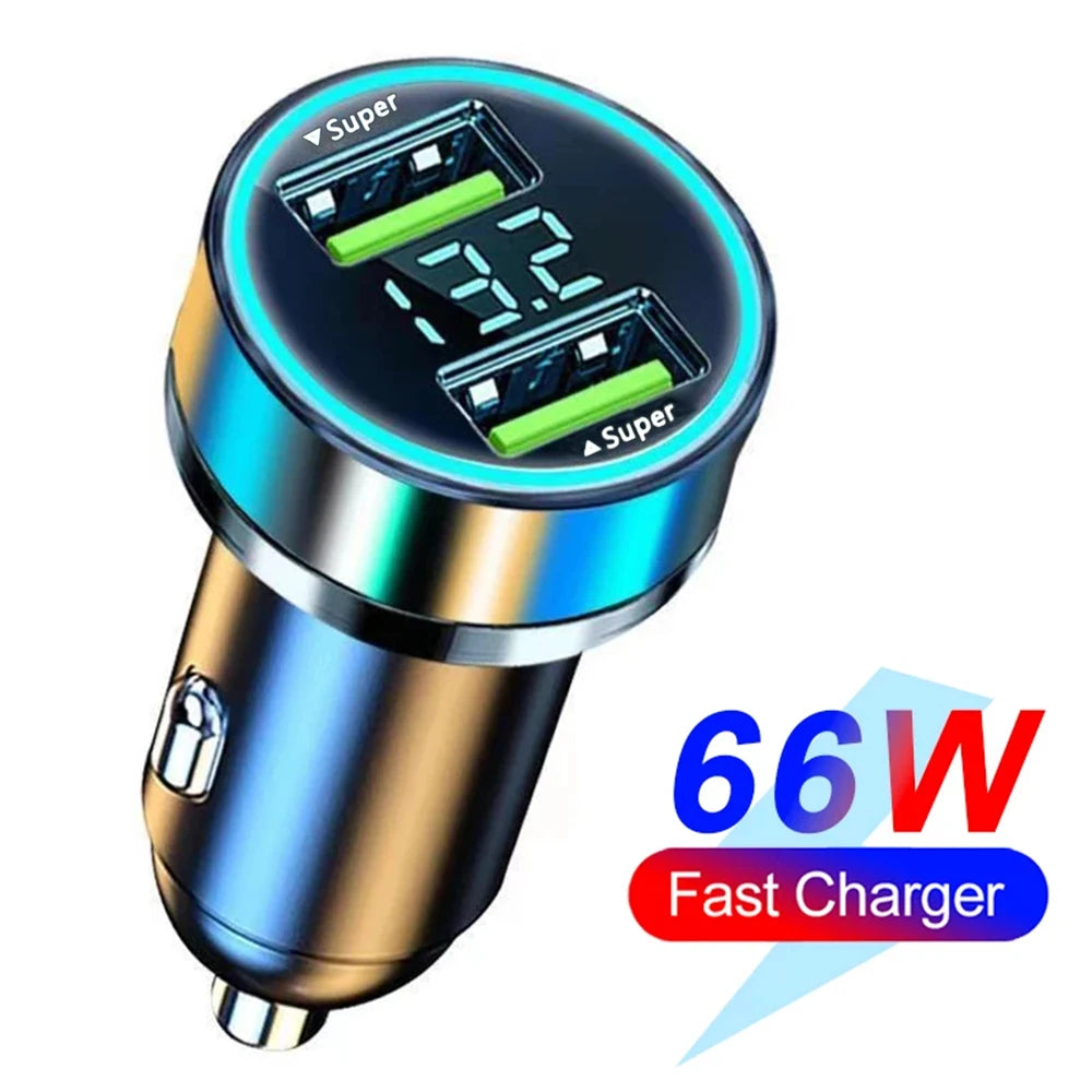 66-250W PD Car Charger QC3.0 Fast Charge One to Six Car Cigarette Lighter Plug Car Charger Flash Charge with Digital Display Sertex