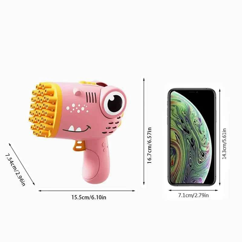 Handheld Bubble Machine with 40 Hole Dinosaur Bubble , Electric Bubble Gun Outdoor Wedding Party Toy(without Bubble Water)