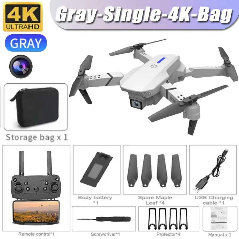 Professional Drone E88 4K Wide-Angle HD 1080P Camera Wifi FPV Height Hold Foldable RC Drone Quadrotor Helicopter Children'S Toys