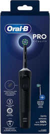Vitality Pro Electric Toothbrushes for Adults, for Him/Her, 1 Handle, 2 Toothbrush Heads, 3 Brushing Modes Including Sensitive Plus, 2 Pin UK Plug, Black (Packing May Vary)