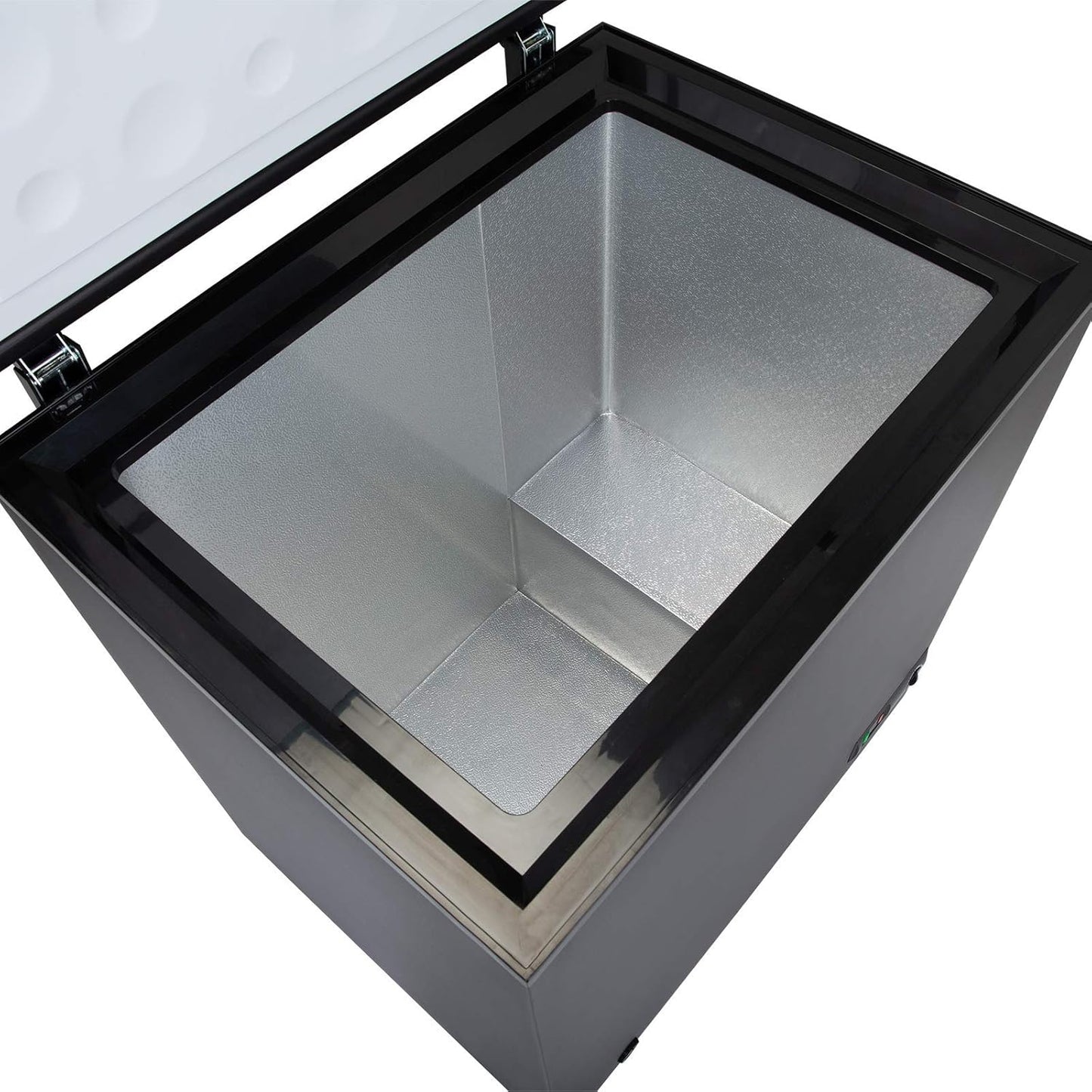 CHF200B-AMZ1 Black Freestanding Large Chest Freezer, 201L Capacity, 89.5Cm Wide, 4* Freezer Rating, 7 Temperature Settings, E Rated, 2 Years Parts and Labour Guarantee