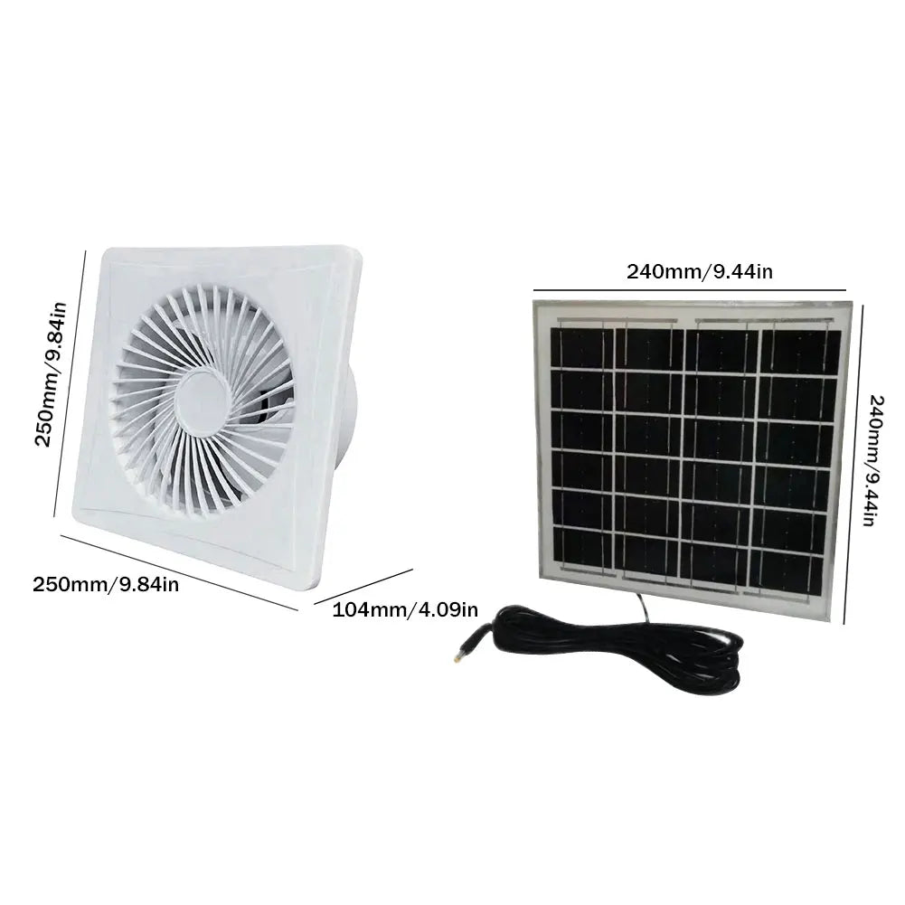 Solar 12V Exhaust Fan High Speed Air Vent Window Wall Fan Energy-Saving Extractor Fan Durable Kitchen Bathroom Chicken/Duck Coop