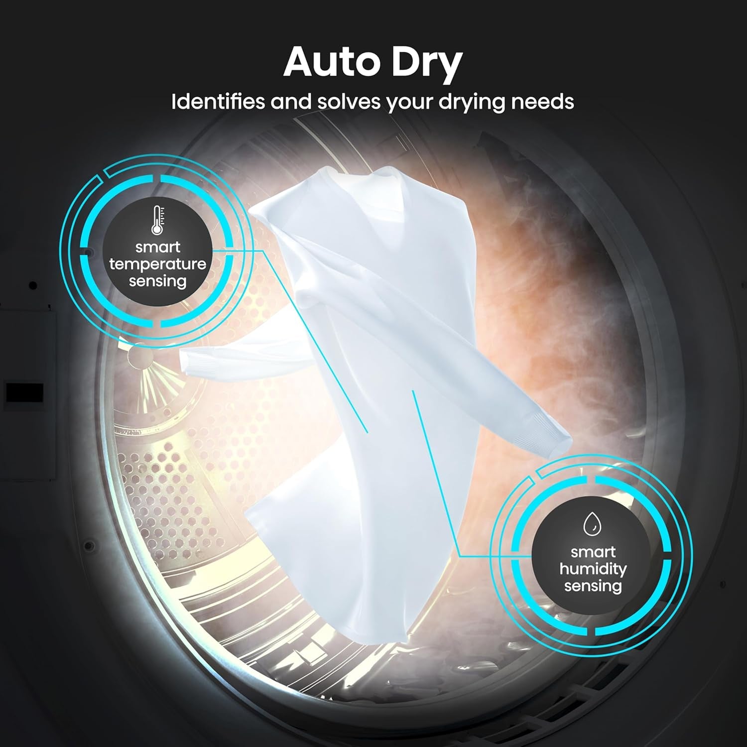 DH1Q802BW2 60Cm Freestanding 8 KG Heatpump Front Load Tumble Dryer, 16 Programmes, Auto Dry, Steam Refresh, Allergy Care - White