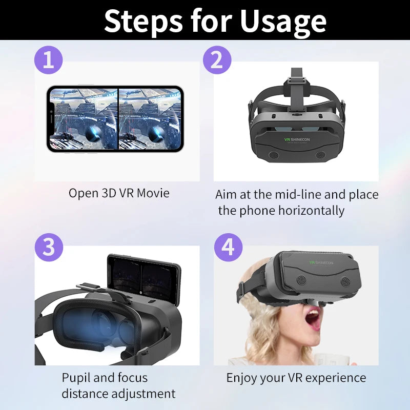 VR Glasses Virtual Reality Headset Viar Devices Helmet 3D Lenses Smart Goggles for Smartphones Phone Mobile Gogle Game Accessory