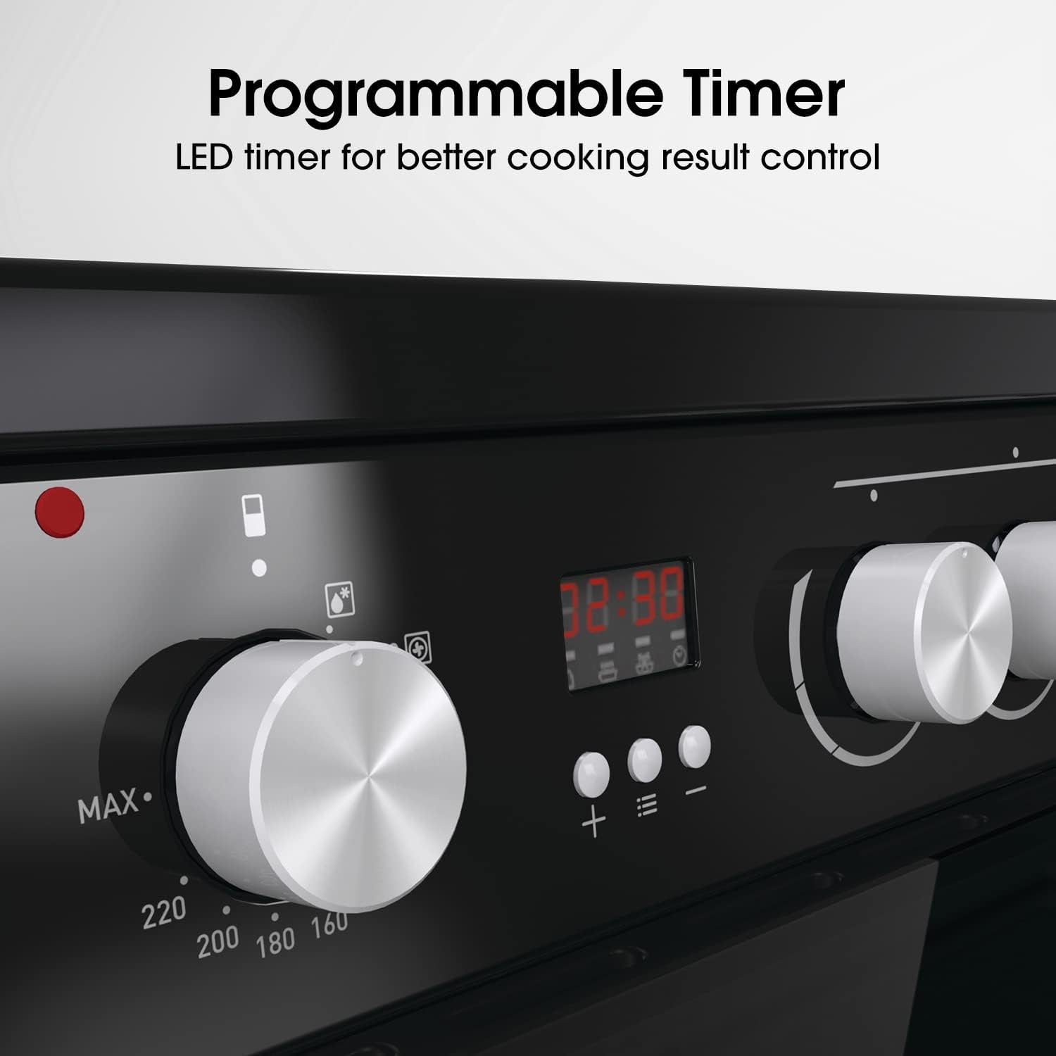 HDE3211BBUK 60Cm Electric Cooker with Ceramic Hob-Black , a Rated Double Oven