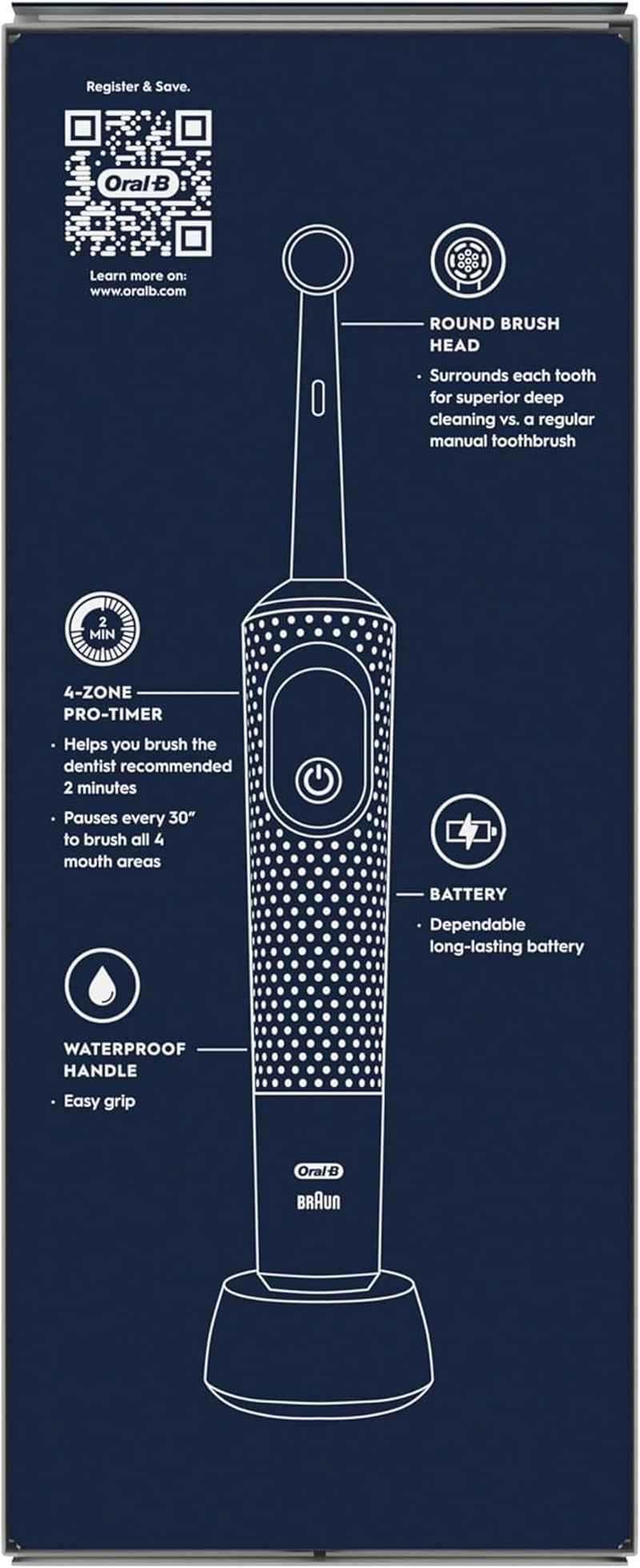 Vitality Pro Electric Toothbrushes for Adults, for Him/Her, 1 Handle, 2 Toothbrush Heads, 3 Brushing Modes Including Sensitive Plus, 2 Pin UK Plug, Black (Packing May Vary)