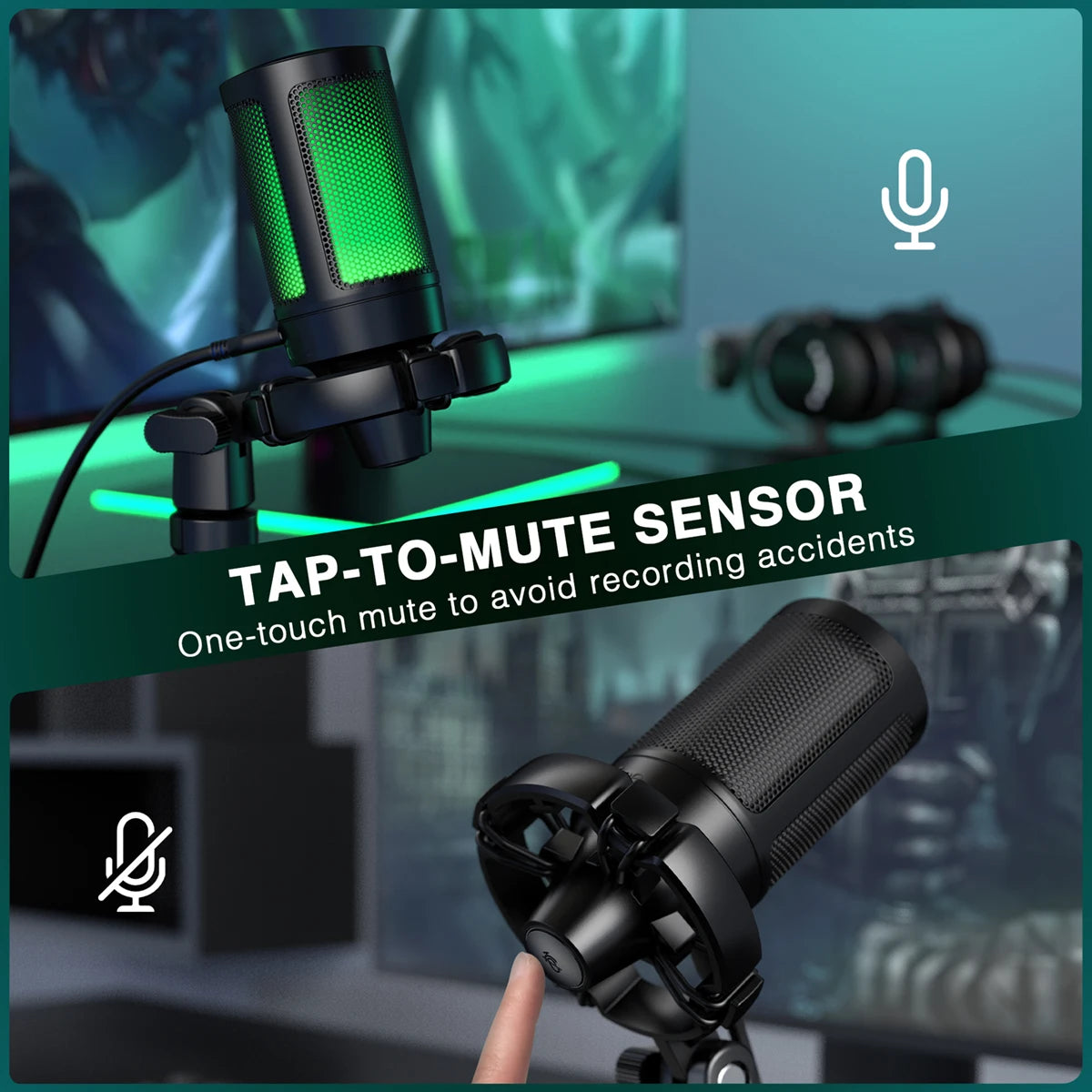 by FIFINE RGB USB Gaming Microphone with Light-Touch Mute,Condenser Mic with Tripod for Pc,Ps4/5,Laptop Streaming-A2