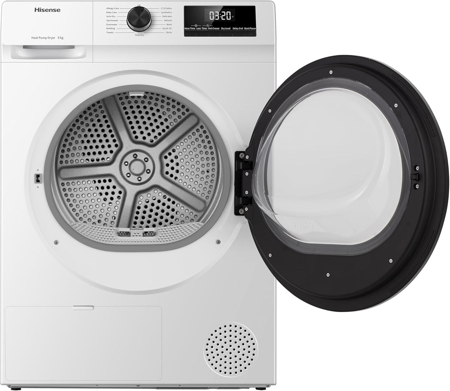 DH1Q802BW2 60Cm Freestanding 8 KG Heatpump Front Load Tumble Dryer, 16 Programmes, Auto Dry, Steam Refresh, Allergy Care - White