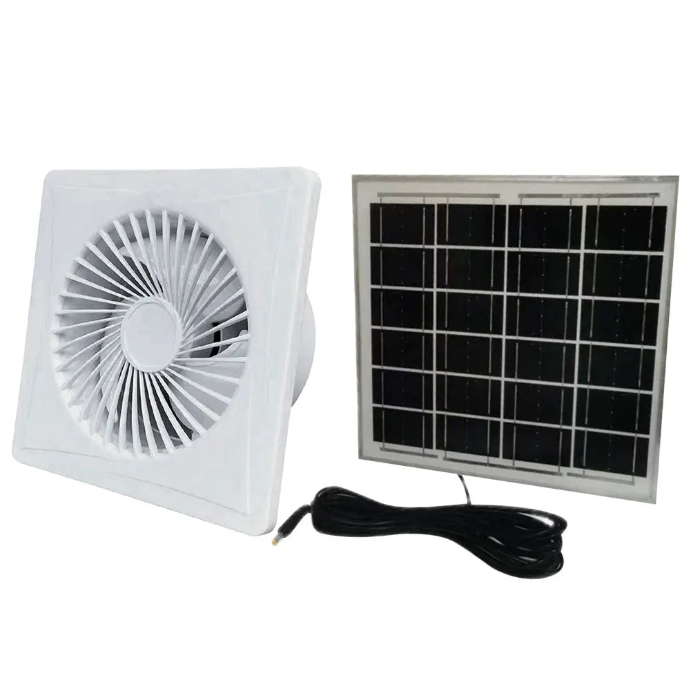 Solar 12V Exhaust Fan High Speed Air Vent Window Wall Fan Energy-Saving Extractor Fan Durable Kitchen Bathroom Chicken/Duck Coop