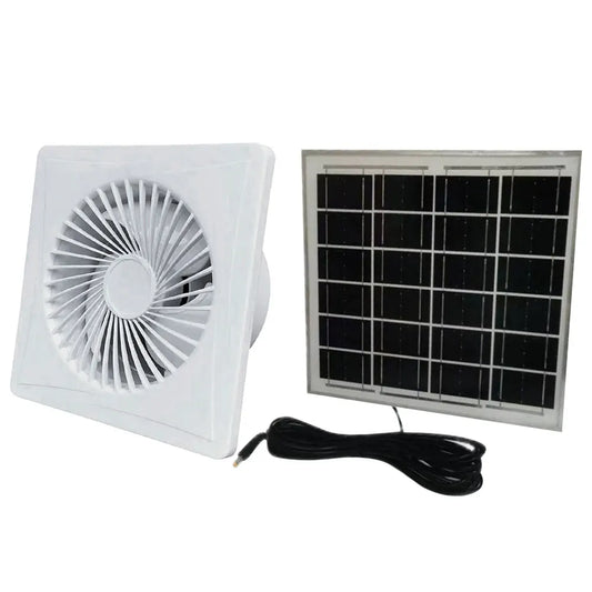 Solar 12V Exhaust Fan High Speed Air Vent Window Wall Fan Energy-Saving Extractor Fan Durable Kitchen Bathroom Chicken/Duck Coop