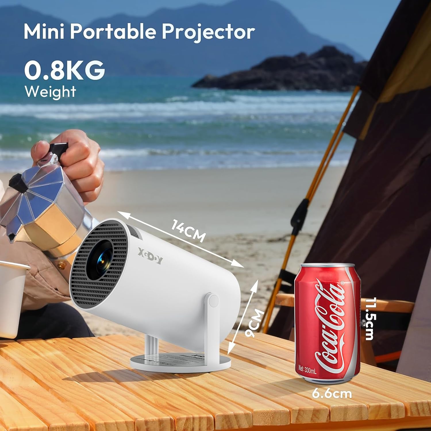[2025 Upgraded & Android 11.0] Mini Projector Native 720P HD, Supports 4K 1080P,  Gimbal 3 Portable Projector 12000 Lumen, Wifi 6, Bluetooth, Auto Keystone, Video Projector for Home Cinema