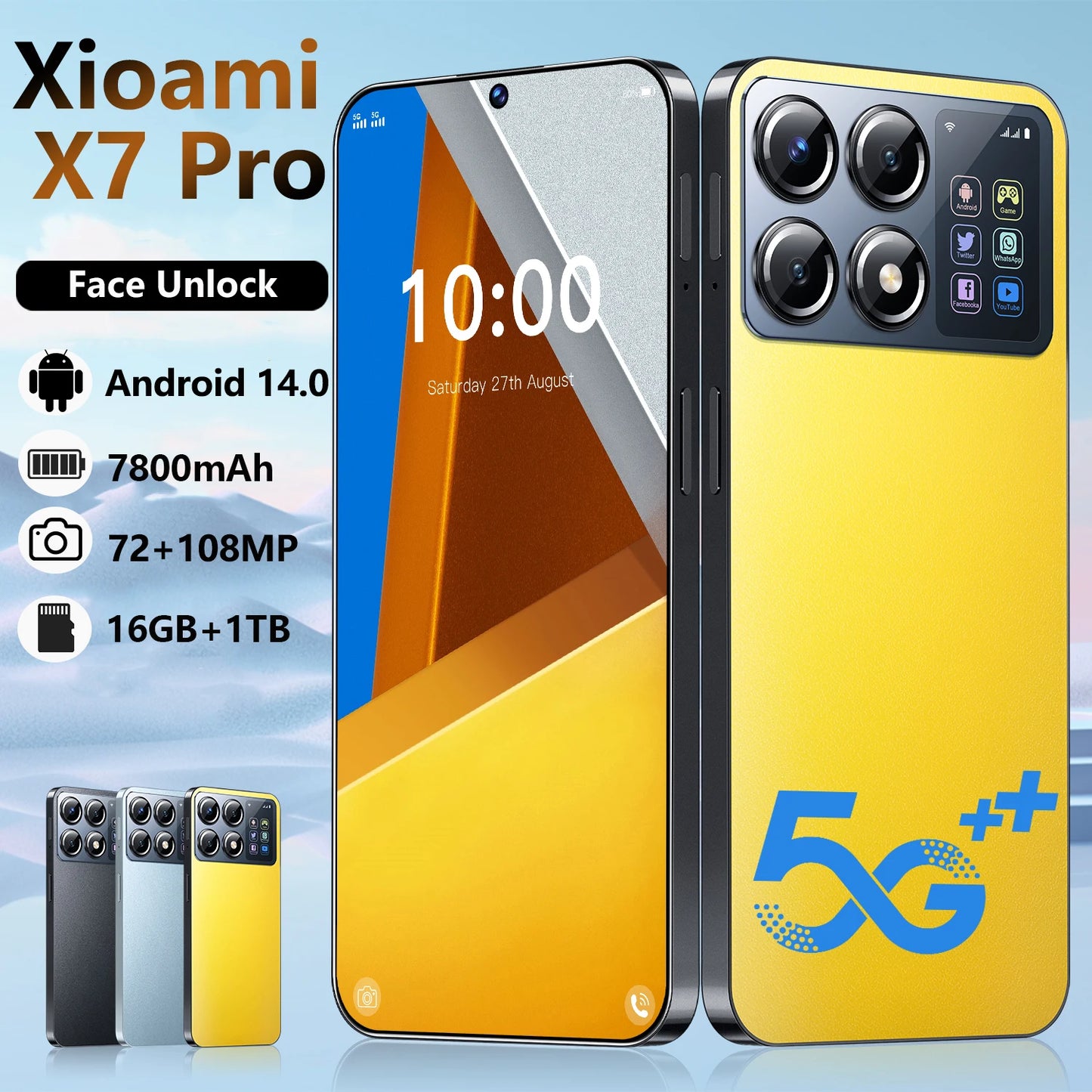 2025 New Xioami X7 Pro 7.3HD Global Edition Original Smart Dual Card 7800Mah Battery Facial Recognition Function