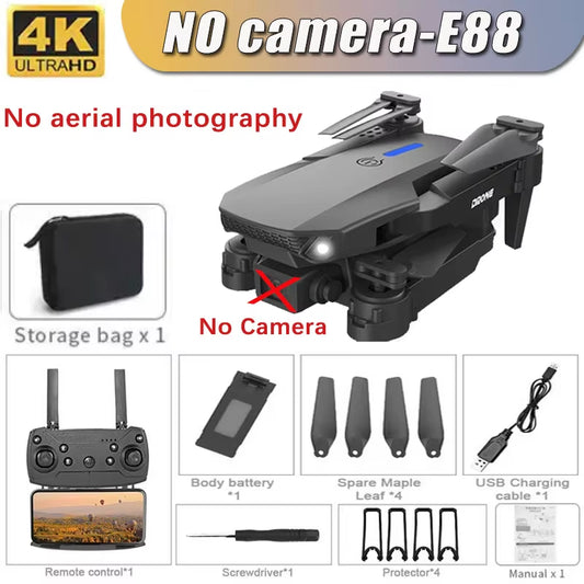 Professional Drone E88 4K Wide-Angle HD 1080P Camera Wifi FPV Height Hold Foldable RC Drone Quadrotor Helicopter Children'S Toys