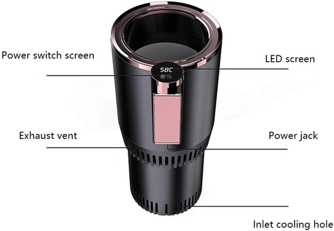 Disposable Cups for Hot Drinks 2 in 1 Smart Car Cup Warmer Cooler Auto Car and Heating Cup Mug Holder with LED Display Control Keep Beverage Cool and Warm Fits Inroad Tripp (Black, 9. 5X13X18)