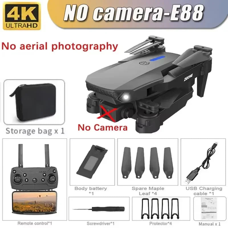 Professional Drone E88 4K Wide-Angle HD 1080P Camera Wifi FPV Height Hold Foldable RC Drone Quadrotor Helicopter Children'S Toys