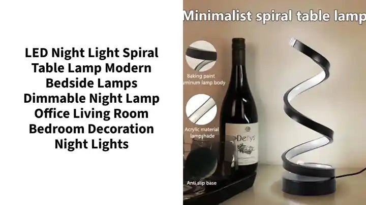 LED Night Light Spiral Table Lamp Modern Bedside Lamps Dimmable Night Lamp Office Living Room Bedroom Decoration Night Lights by@Outfy