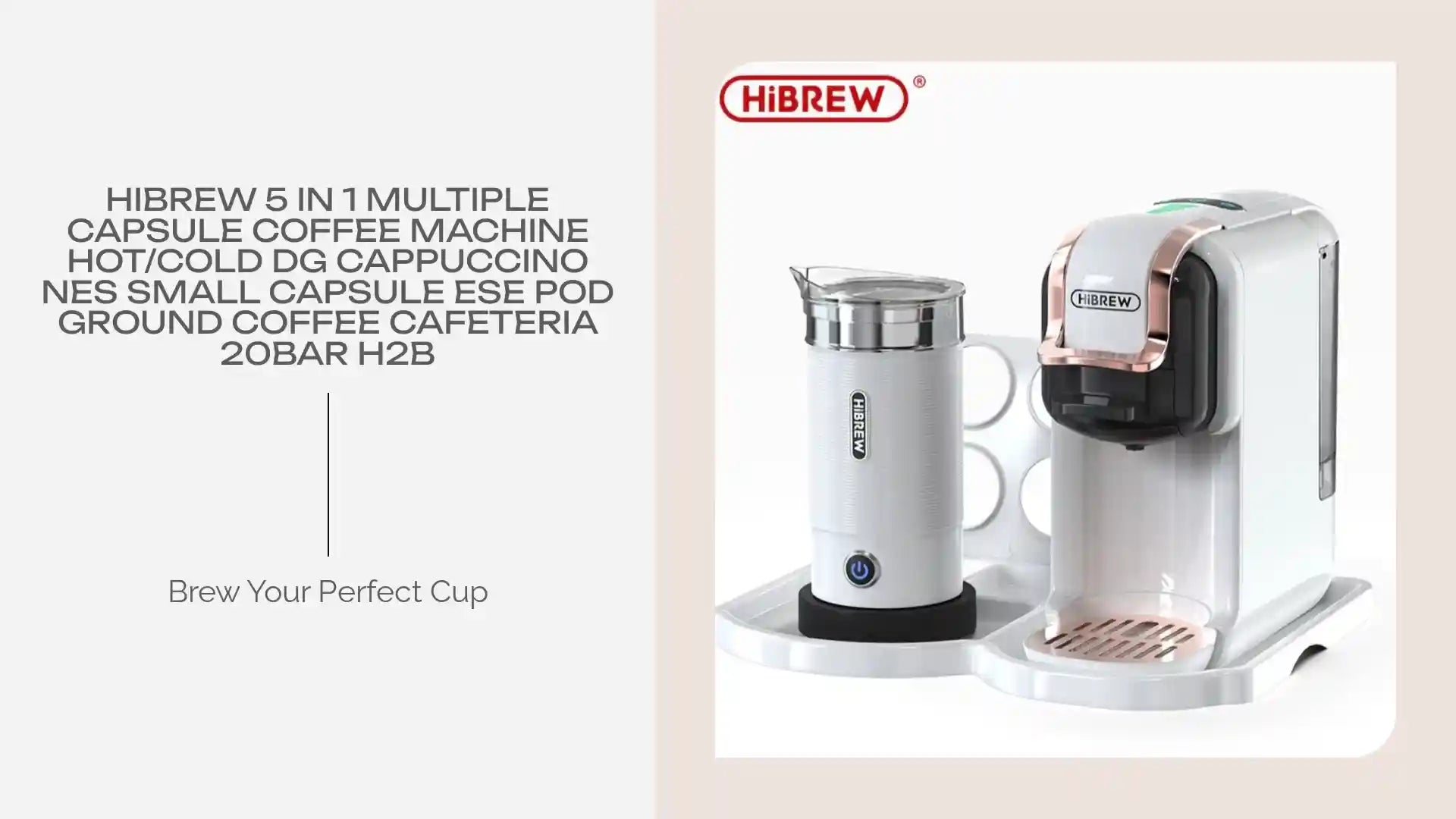 HiBREW 5 in 1 Multiple Capsule Coffee Machine Hot/Cold DG Cappuccino Nes Small Capsule ESE Pod Ground Coffee Cafeteria 20Bar H2B by@Outfy