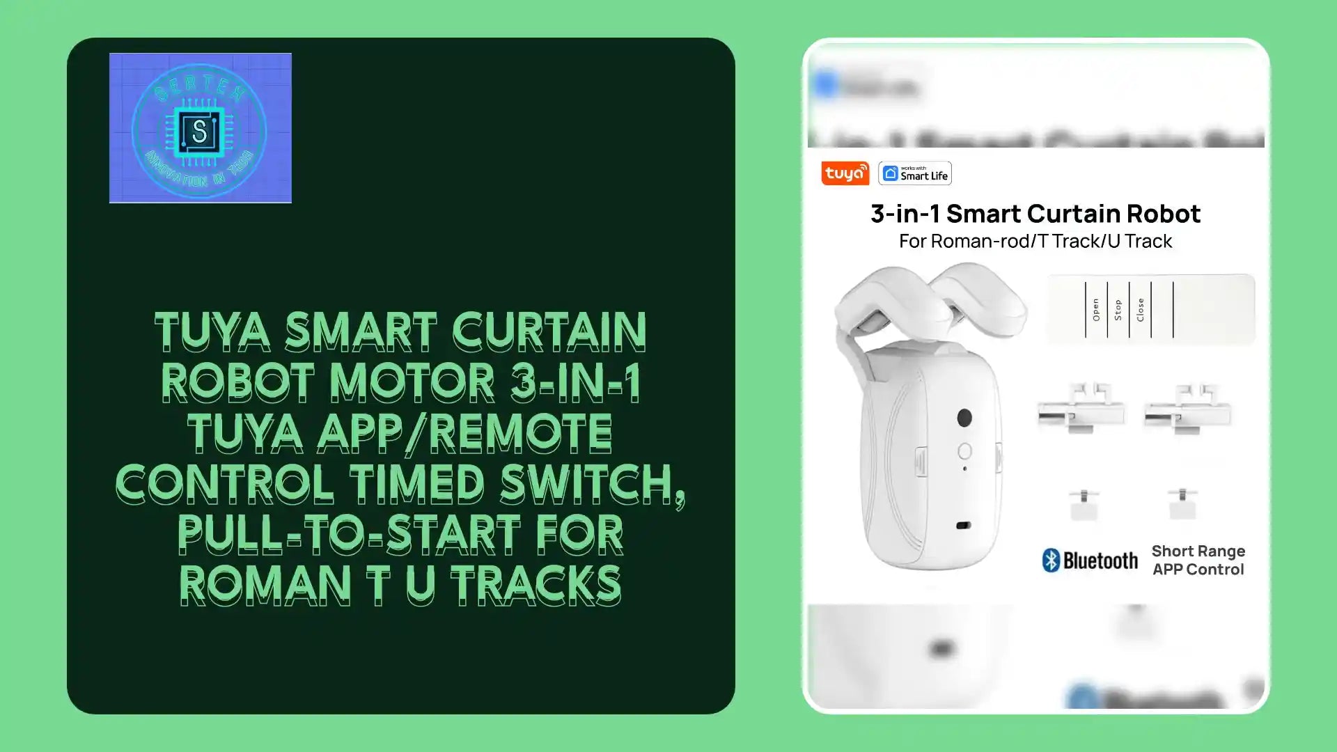 Tuya Smart Curtain Robot Motor 3-in-1 Tuya APP/Remote control Timed switch, Pull-to-start For Roman T U Tracks by@Outfy