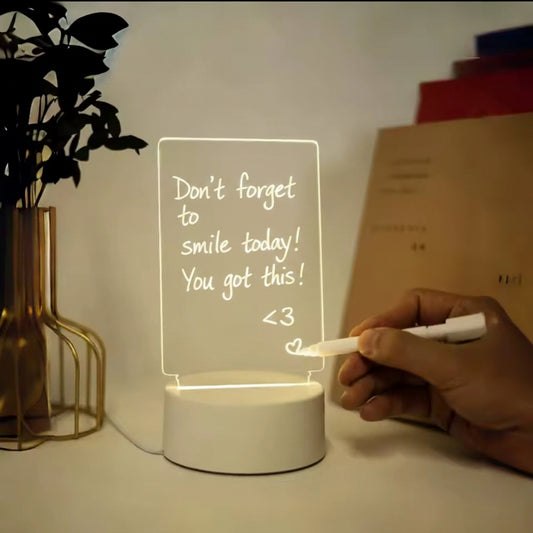 Transparent Luminous LED Night Lights USB Luminous Acrylic Night Light Erasable Write Message Board Calendar Desktop Ornaments by Sertex